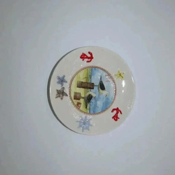 Nautical Themed Ceramic Plate Seagull 6"  Wall Hanging - Picture 2 of 4